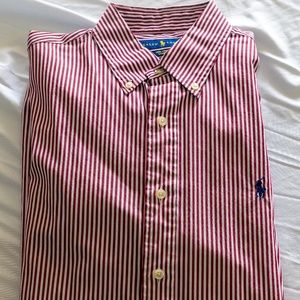 Medium Red striped Ralph Lauren Button Up Shirt